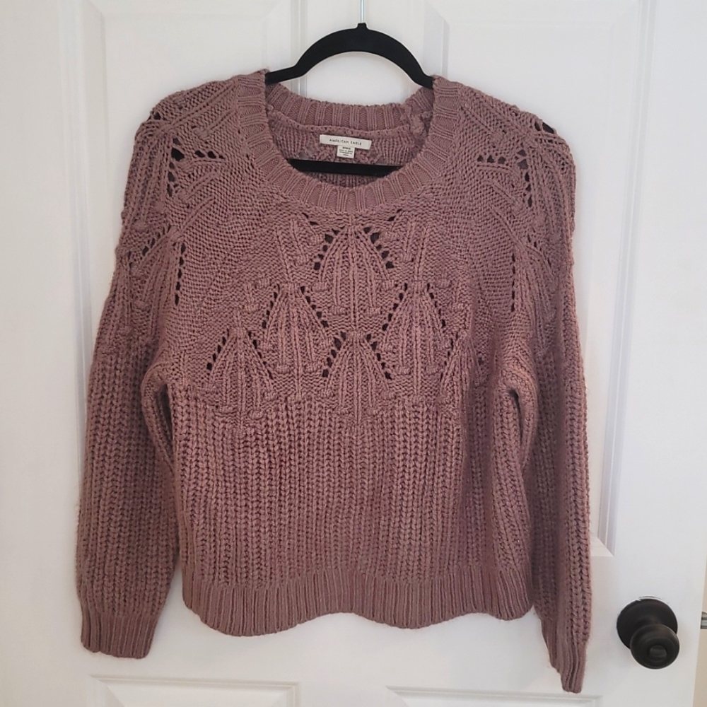 American eagle mauve open knit sweater